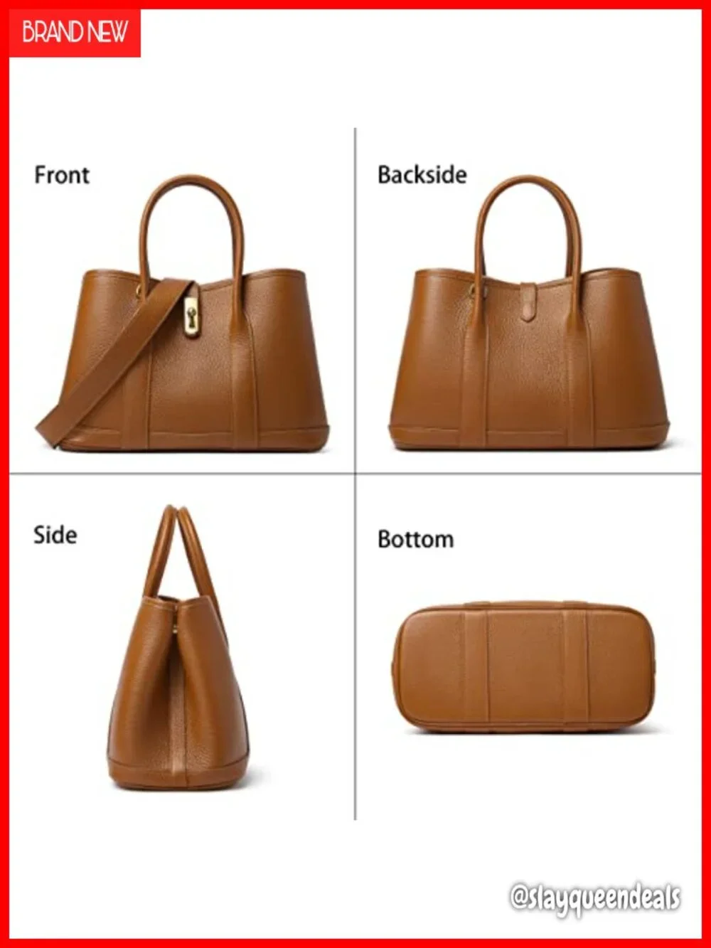 Genuine Leather Satchel Top Handle Bag